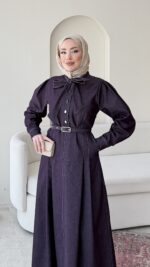 Vione Denim Elbise - Mürdüm - Görsel 2