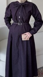 Vione Denim Elbise - Mürdüm - Görsel 3