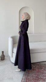 Vione Denim Elbise - Mürdüm - Görsel 6