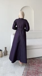 Vione Denim Elbise - Mürdüm - Görsel 7