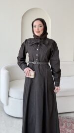 Vione Denim Elbise - Acı Kahve - Görsel 5