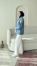 Luma Taşlı Kot Ceket - Görsel 5