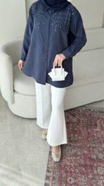 Parıltı Gömlek - Lacivert - Görsel 4