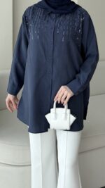 Parıltı Gömlek - Lacivert - Görsel 5