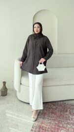 Parıltı Gömlek - Kahve - Görsel 3