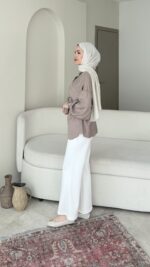 Nara Jakarlı Gömlek - Vizon(Bayramdan sonra 10 gün içinde kargoda) - Görsel 4