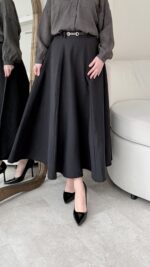 Rena Kemerli Modal Etek - Siyah