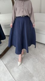 Rena Kemerli Modal Etek - Lacivert - Görsel 4