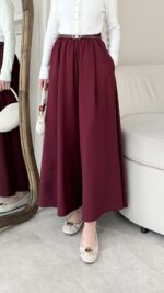 Etekli Pantalon - Bordo