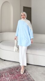 Merli Gömlek - Mavi - Görsel 5