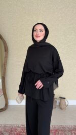 Berli Düğmeli Oyşo Takım  - Siyah - Görsel 3