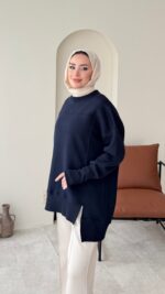 Efin Kesimli Sweat - Lacivert - Görsel 4