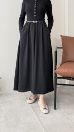 Etekli Pantalon - Siyah