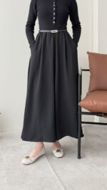 Etekli Pantalon - Siyah - Görsel 2