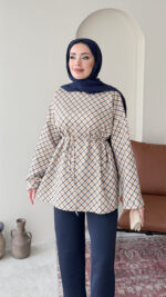 Ekose Scuba Sweat - Lacivert & Bal Köpüğü - Görsel 2