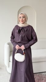 Ekose Bağlamalı İkili Takım - Mürdüm - Görsel 4