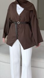 Meva Gömlek - Kahve - Görsel 2