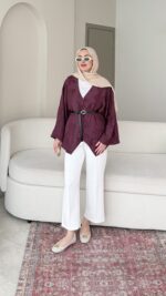 Lizge Gömlek - Mürdüm - Görsel 3