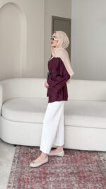 Lizge Gömlek - Mürdüm - Görsel 4