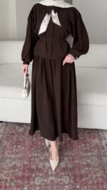 Sibil Fularlı Takım - Kahve - Görsel 5