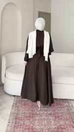 Sibil Fularlı Takım - Kahve - Görsel 8