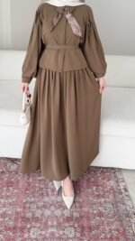 Sibil Fularlı Takım -  camel - Görsel 3