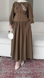 Sibil Fularlı Takım -  camel - Görsel 5