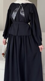 Sibil Fularlı Takım - Lacivert - Görsel 4