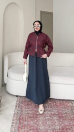 Etnik Ceketli İkili Elbise - Bordo