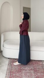 Etnik Ceketli İkili Elbise - Bordo - Görsel 2