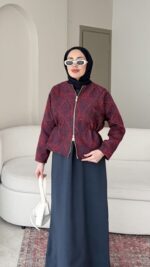 Etnik Ceketli İkili Elbise - Bordo - Görsel 4