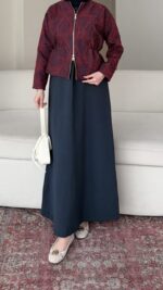 Etnik Ceketli İkili Elbise - Bordo - Görsel 5