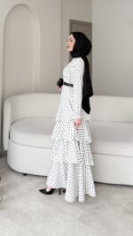 Elva Puantiye Elbise – Beyaz - Görsel 2