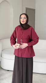 Selva Kemerli Gömlek - Bordo - Görsel 2