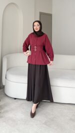 Selva Kemerli Gömlek - Bordo - Görsel 4