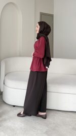 Selva Kemerli Gömlek - Bordo - Görsel 5