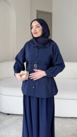 Selva Kemerli Gömlek – Lacivert - Görsel 2