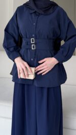 Selva Kemerli Gömlek – Lacivert - Görsel 3