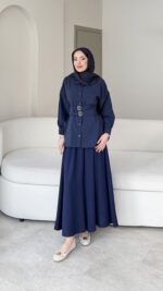 Selva Kemerli Gömlek – Lacivert - Görsel 4