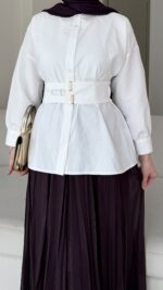 Selva Kemerli Gömlek – Beyaz - Görsel 3