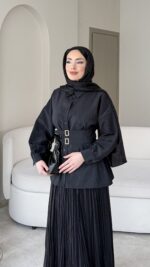 Selva Kemerli Gömlek – Siyah - Görsel 2