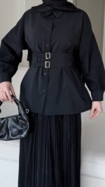 Selva Kemerli Gömlek – Siyah - Görsel 3