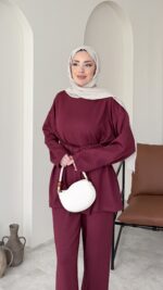 Liza Bağlamalı Oyşo Takım - Bordo - Görsel 4