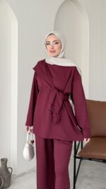 Liza Bağlamalı Oyşo Takım - Bordo - Görsel 5