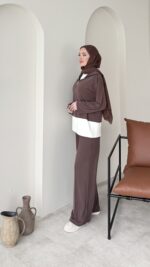 Mirle İnce Oyşo Takım – Kahve - Görsel 2