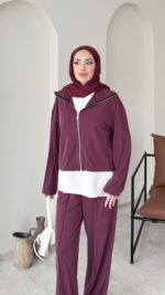 Mirle İnce Oyşo Takım - Bordo - Görsel 4