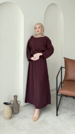 Esil Tensel Elbise - Bordo ( Ön sipariştir )