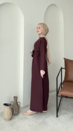 Esil Tensel Elbise - Bordo ( Ön sipariştir ) - Görsel 2