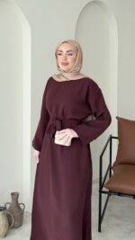 Esil Tensel Elbise - Bordo ( Ön sipariştir ) - Görsel 3