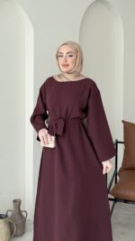 Esil Tensel Elbise - Bordo ( Ön sipariştir ) - Görsel 4